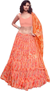 Kedar Fab Floral Print Semi Stitched Lehenga Choli