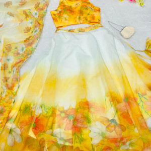 PuriMaa Floral Print Semi Stitched Lehenga Choli