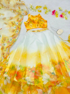 PuriMaa Floral Print Semi Stitched Lehenga Choli