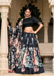 HOUSE OF COMMON Floral Print Semi Stitched Lehenga Choli
