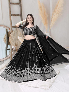F Plus fashion Embroidered Semi Stitched Lehenga Choli