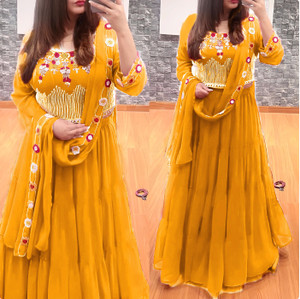 Anjani Textile Embellished Semi Stitched Lehenga & Crop Top