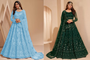 Cute Fellow Embroidered Semi Stitched Lehenga Choli