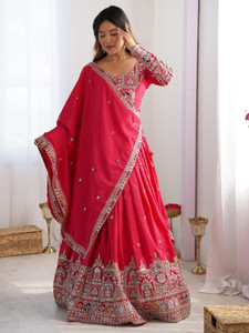 NJ FASHION Embroidered Semi Stitched Lehenga Choli