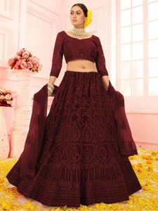 Cute Fellow Embroidered Semi Stitched Lehenga Choli