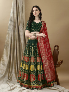 LehengaTRENDZ Printed Semi Stitched Lehenga Choli