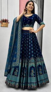 jivuba Printed Semi Stitched Lehenga Choli