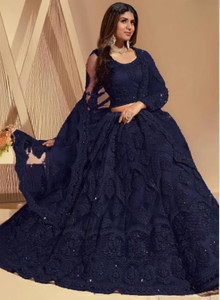 Kashvanta Solid, Embroidered Semi Stitched Lehenga Choli