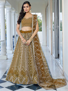 HOUSE OF COMMON Embroidered, Embellished Semi Stitched Lehenga Choli