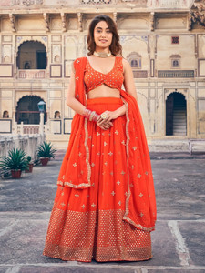 EMBRO VISION Embroidered Semi Stitched Lehenga Choli