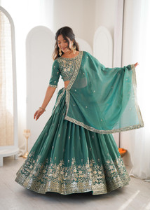Trivety Embroidered, Self Design Semi Stitched Lehenga Choli