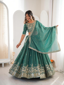 Trivety Embroidered Semi Stitched Lehenga Choli