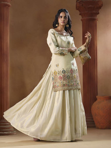 Madhuram Embroidered Stitched Lehenga & Kurta