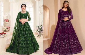 Cute Fellow Embroidered Semi Stitched Lehenga Choli