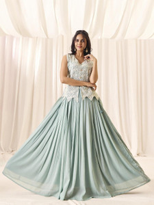 Madhuram Embroidered Stitched Lehenga & Crop Top