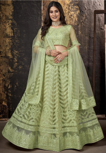 Cute Fellow Embroidered Semi Stitched Lehenga Choli
