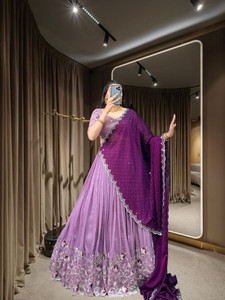 KRISHU ETHNICS Embroidered Semi Stitched Lehenga Choli