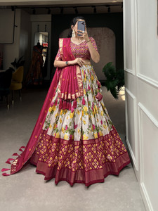 NexusForceHub Floral Print Semi Stitched Lehenga Choli