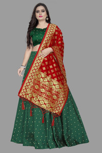 JANVI CREATION Solid, Embellished, Self Design Semi Stitched Lehenga Choli
