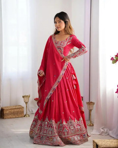 FOLKSHWEAR 21 Embroidered Semi Stitched Lehenga Choli