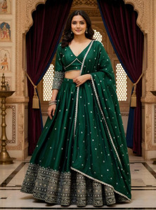 Cute Fellow Embroidered Semi Stitched Lehenga Choli