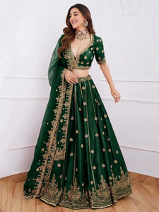 Trivety Embroidered Semi Stitched Lehenga & Crop Top