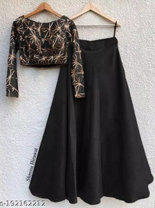 lazyandcrazy shop Self Design Semi Stitched Lehenga & Crop Top