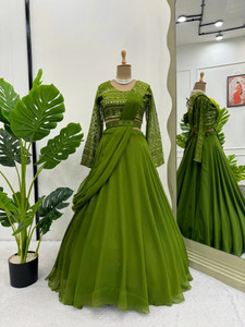 AARAVDESIGNER Embroidered Semi Stitched Lehenga Choli