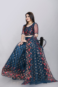 Aika Embroidered Semi Stitched Lehenga Choli