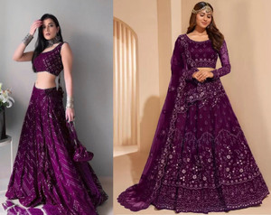 Cute Fellow Embroidered Semi Stitched Lehenga Choli