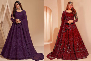 Cute Fellow Embroidered Semi Stitched Lehenga Choli