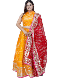 PAHNAVA Bandhani Semi Stitched Lehenga Choli