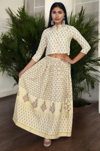 JAIPUR HAND BLOCK Printed Stitched Lehenga & Crop Top