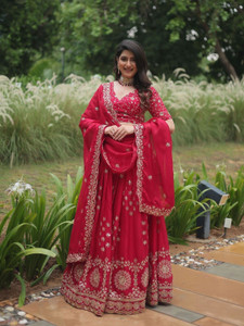 Udbhav Export Embroidered Semi Stitched Lehenga Choli