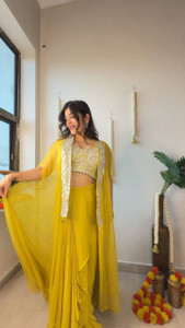 Shiwax Embroidered Stitched Lehenga & Crop Top