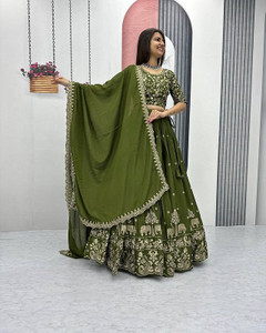 HK TEX Embroidered Semi Stitched Lehenga Choli