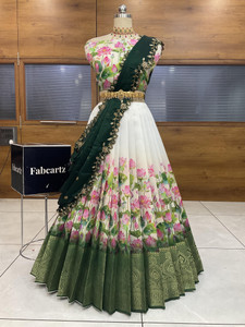 Fabcartz Embroidered, Floral Print Semi Stitched Lehenga Choli