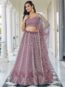 HOUSE OF COMMON Embroidered, Embellished Semi Stitched Lehenga Choli