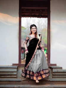 PAVITRAA SAREES Solid Semi Stitched Lehenga Choli