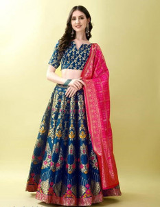 GRANTH MANIAFAB Self Design Semi Stitched Lehenga Choli