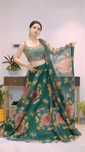 Mert India Digital Print Semi Stitched Lehenga Choli