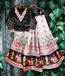 SEIKETSU Digital Print Semi Stitched Lehenga & Crop Top