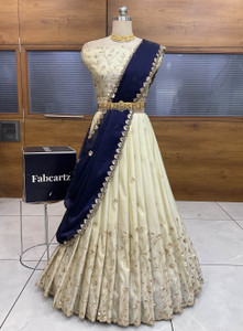 Fabcartz Embroidered Semi Stitched Lehenga Choli
