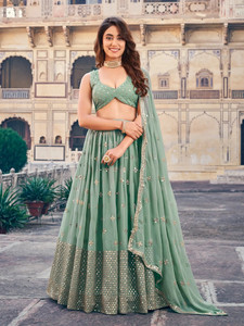 FAB WINDOW Embroidered Semi Stitched Lehenga Choli