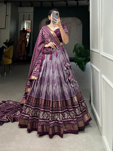 Trivety Ikat Semi Stitched Lehenga Choli