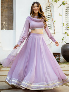 FAB WINDOW Solid Semi Stitched Lehenga Choli