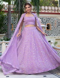 Trijal Fab Embroidered Semi Stitched Lehenga Choli