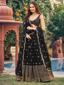 FAB WINDOW Embroidered Semi Stitched Lehenga Choli