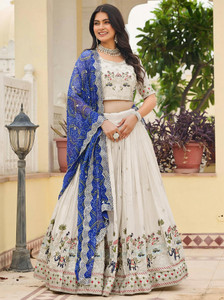 Trijal Fab Embroidered Semi Stitched Lehenga Choli
