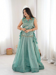 livewear Embroidered Stitched Lehenga & Crop Top